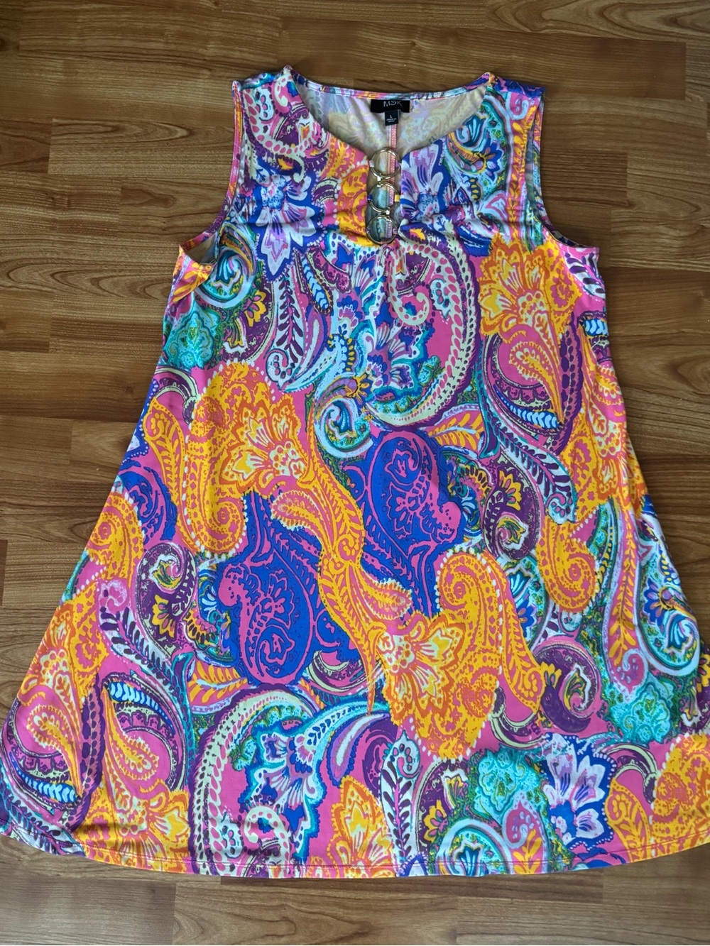 MSK Sleeveless Vibrant Paisley Sleeveless Dress/Sundress